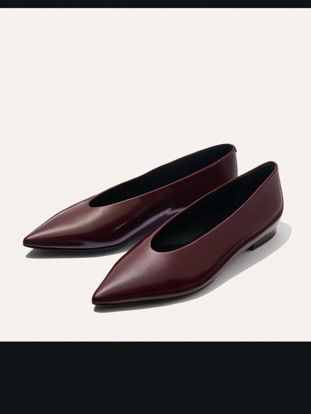 Margaux Pointed Leather Ballet Flats in Burgundy